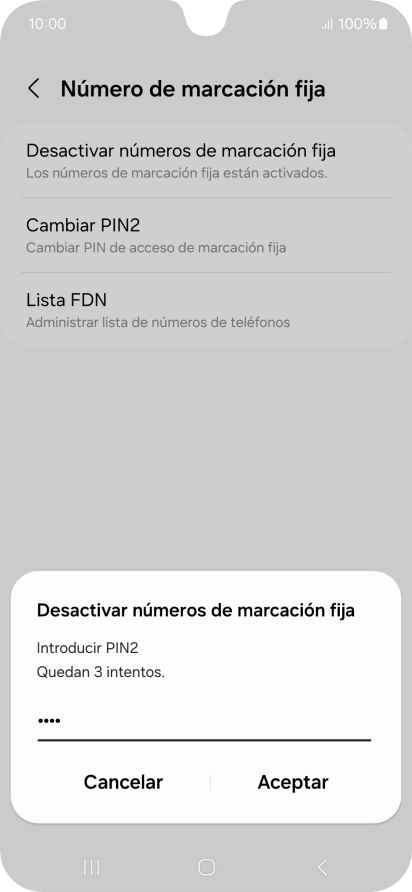 Introduce el código PIN2 y pulsa Aceptar. Introduce el código PIN2 y pulsa Aceptar.