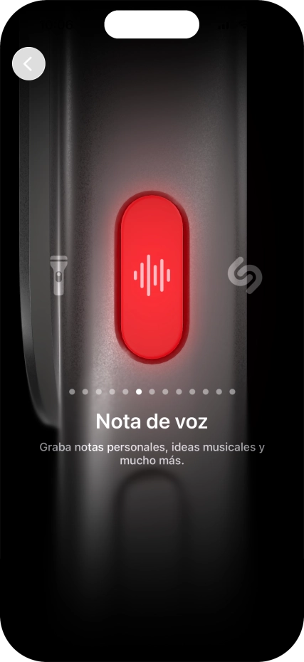 Desliza el dedo hacia la derecha o hacia la izquierda por la pantalla para seleccionar la función deseada. Desliza el dedo hacia la derecha o hacia la izquierda por la pantalla para seleccionar la función deseada.