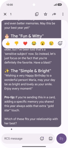 Press and hold the text suggestion from Gemini. Follow the instructions on the screen to use the text suggestion.