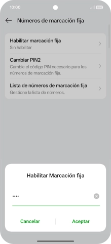 Introduce el código PIN2 y pulsa Aceptar.
