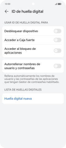 Pulsa Huella digital nueva. Pulsa Huella digital nueva.