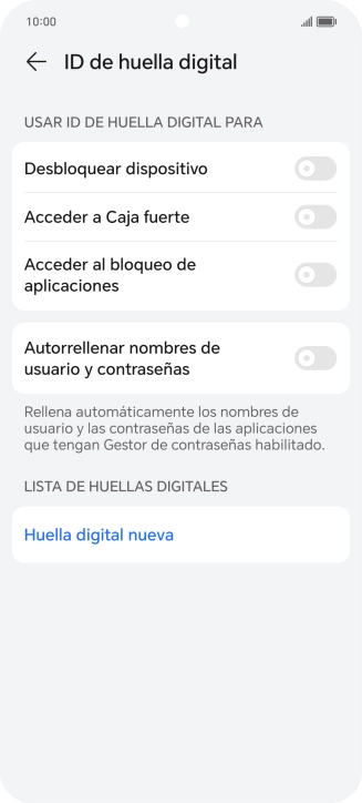 Pulsa Huella digital nueva. Pulsa Huella digital nueva.