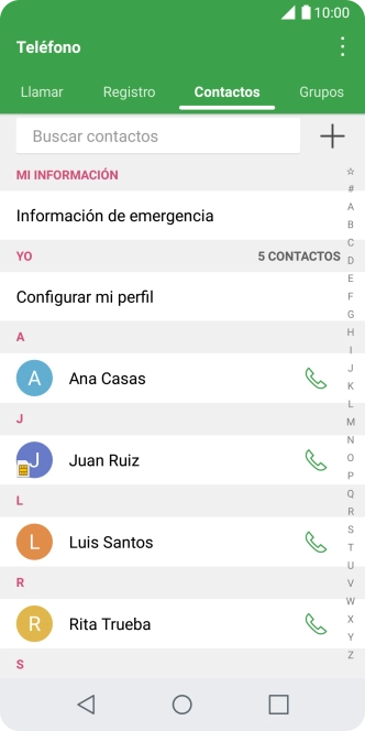 Pulsa el icono de nuevo contacto. Pulsa el icono de nuevo contacto.