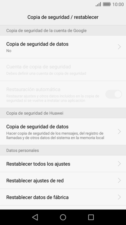Pulsa Restablecer datos de fábrica. Pulsa Restablecer datos de fábrica.