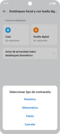 Pulsa el código de seguridad deseado. Pulsa el código de seguridad deseado.