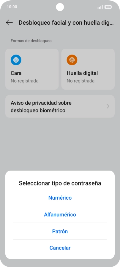 Pulsa el código de seguridad deseado. Pulsa el código de seguridad deseado.