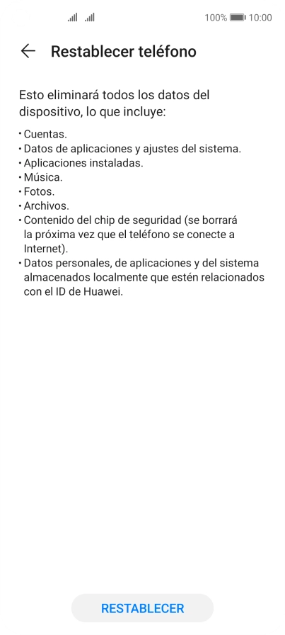 Pulsa RESTABLECER. Pulsa RESTABLECER.