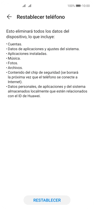 Pulsa RESTABLECER. Pulsa RESTABLECER.