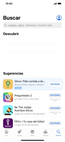 Pulsa en el campo de búsqueda e introduce el nombre o el tema de la app deseada. Pulsa en el campo de búsqueda e introduce el nombre o el tema de la app deseada.