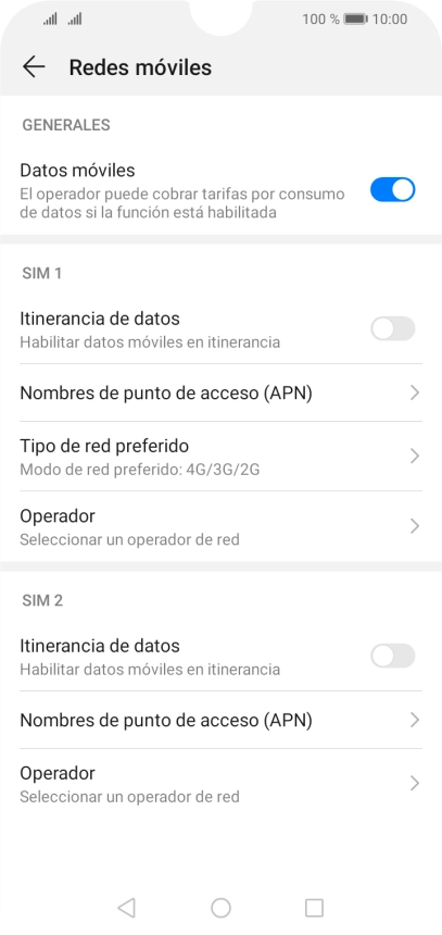 Pulsa Tipo de red preferido.
