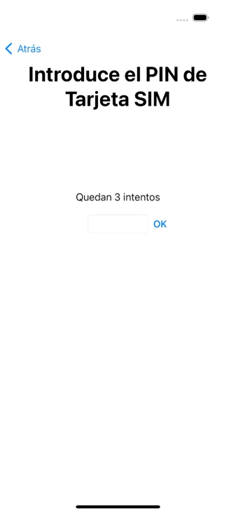 Si es necesario desbloquear la tarjeta SIM, introduce el código PIN y pulsa OK. Si es necesario desbloquear la tarjeta SIM, introduce el código PIN y pulsa OK.
