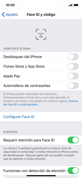 Pulsa Configurar Face ID. Pulsa Configurar Face ID.