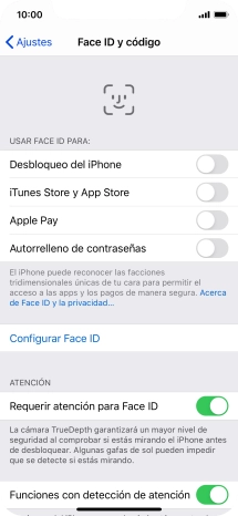 Pulsa Configurar Face ID. Pulsa Configurar Face ID.