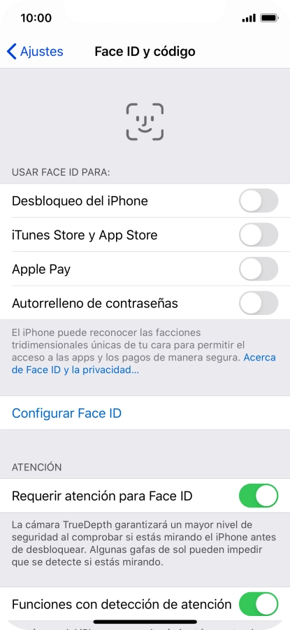Pulsa Configurar Face ID. Pulsa Configurar Face ID.