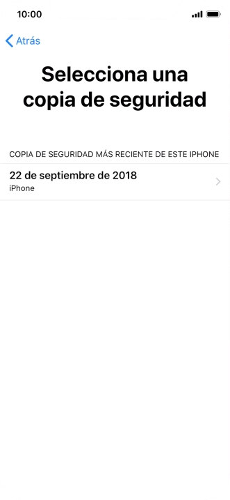 Pulsa la copia de seguridad deseada y espera mientras el teléfono restaura el contenido anterior de la copia de seguridad seleccionada. Sigue a continuación las indicaciones de la pantalla para configurar el teléfono y dejarlo listo para su utilización. Pulsa la copia de seguridad deseada y espera mientras el teléfono restaura el contenido anterior de la copia de seguridad seleccionada. Sigue a continuación las indicaciones de la pantalla para configurar el teléfono y dejarlo listo para su utilización.
