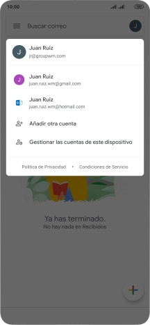 Pulsa la cuenta de correo electrónico deseada. Pulsa la cuenta de correo electrónico deseada.