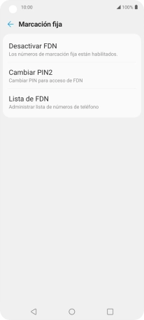 Pulsa Desactivar FDN para desactivar la marcación fija.