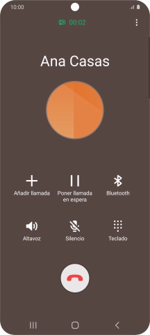 Pulsa el icono de finalizar llamada. Pulsa el icono de finalizar llamada.