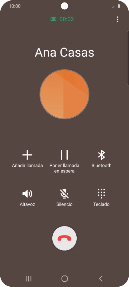 Pulsa el icono de finalizar llamada. Pulsa el icono de finalizar llamada.