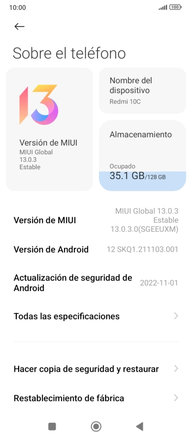 Pulsa Versión de MIUI.