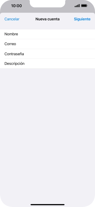 Pulsa Descripción e introduce el nombre de la cuenta de correo electrónico. Pulsa Descripción e introduce el nombre de la cuenta de correo electrónico.