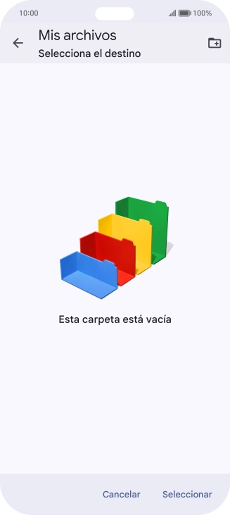 Si deseas crear una nueva carpeta, pulsa el icono de nueva carpeta y sigue las indicaciones de la pantalla para crearla. Si deseas crear una nueva carpeta, pulsa el icono de nueva carpeta y sigue las indicaciones de la pantalla para crearla.
