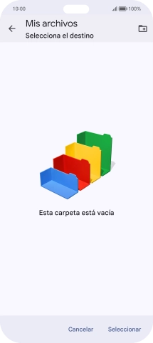 Si deseas crear una nueva carpeta, pulsa el icono de nueva carpeta y sigue las indicaciones de la pantalla para crearla. Si deseas crear una nueva carpeta, pulsa el icono de nueva carpeta y sigue las indicaciones de la pantalla para crearla.