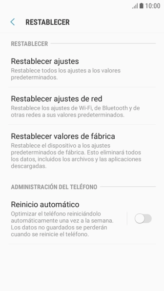 Pulsa Restablecer valores de fábrica. Pulsa Restablecer valores de fábrica.