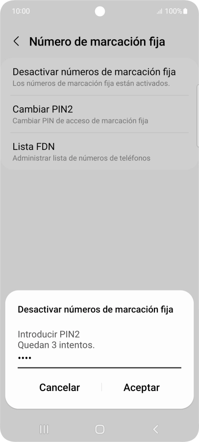 Introduce el código PIN2 y pulsa Aceptar. Introduce el código PIN2 y pulsa Aceptar.