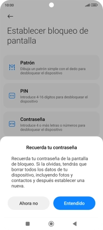 Pulsa Entendido y sigue las indicaciones de la pantalla para crear un código de seguridad del teléfono adicional. Pulsa Entendido y sigue las indicaciones de la pantalla para crear un código de seguridad del teléfono adicional.