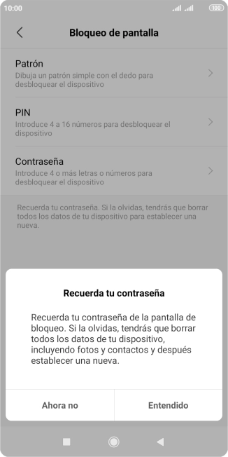 Pulsa Entendido y desliza el dedo por la pantalla para unir por lo menos cuatro puntos. Pulsa Entendido y desliza el dedo por la pantalla para unir por lo menos cuatro puntos.