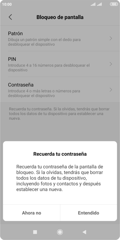 Pulsa Entendido y desliza el dedo por la pantalla para unir por lo menos cuatro puntos. Pulsa Entendido y desliza el dedo por la pantalla para unir por lo menos cuatro puntos.