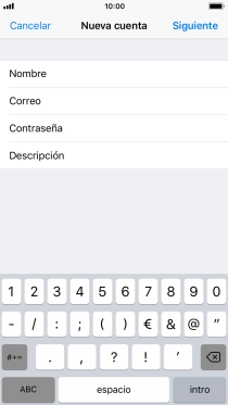 Pulsa Descripción e introduce el nombre de la cuenta de correo electrónico. Pulsa Descripción e introduce el nombre de la cuenta de correo electrónico.