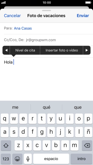 Pulsa Insertar foto o vídeo y sigue las indicaciones de la pantalla para adjuntar una fotografía o un videoclip. Pulsa Insertar foto o vídeo y sigue las indicaciones de la pantalla para adjuntar una fotografía o un videoclip.