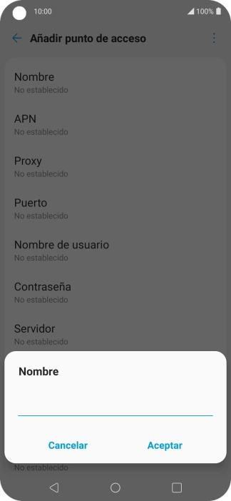 Introduce Vodafone Internet y pulsa Aceptar.