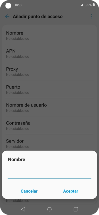 Introduce Vodafone Internet y pulsa Aceptar.