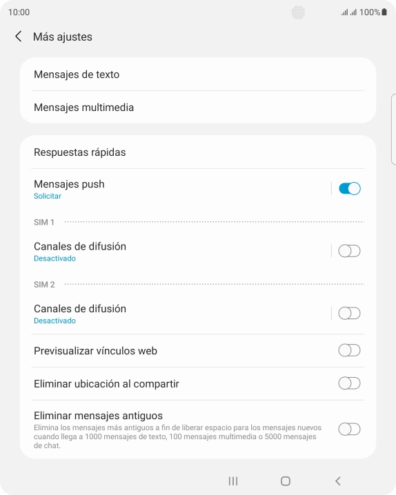 Pulsa Mensajes de texto. Pulsa Mensajes de texto.