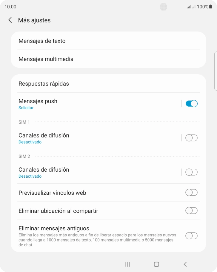 Pulsa Mensajes de texto. Pulsa Mensajes de texto.