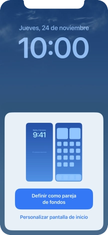 Si deseas utilizar el mismo tema de color en la pantalla de inicio, pulsa Definir como pareja de fondos. Si deseas utilizar el mismo tema de color en la pantalla de inicio, pulsa Definir como pareja de fondos.