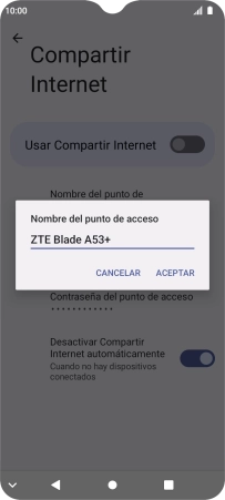 Introduce el nombre deseado de la conexión Wi-Fi y pulsa ACEPTAR. Introduce el nombre deseado de la conexión Wi-Fi y pulsa ACEPTAR.