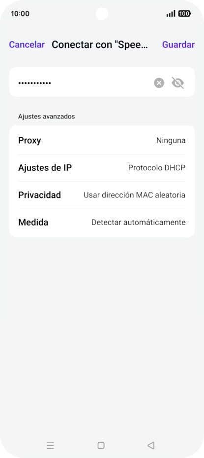 Introduce la contraseña de la red wifi y pulsa Guardar. Introduce la contraseña de la red wifi y pulsa Guardar.