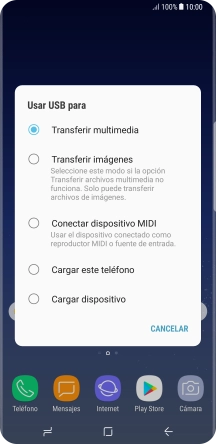 Pulsa Transferir multimedia para activar la función. Pulsa Transferir multimedia para activar la función.