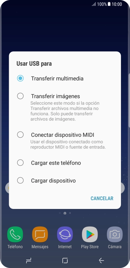 Pulsa Transferir multimedia para activar la función. Pulsa Transferir multimedia para activar la función.