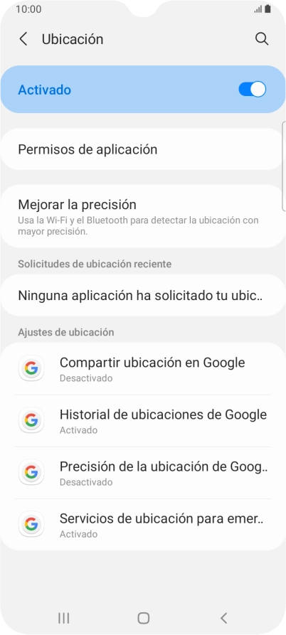 Pulsa Permisos de aplicación. Pulsa Permisos de aplicación.