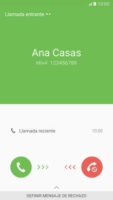 Pulsa el icono de responder llamadas y arrástralo hacia la derecha.