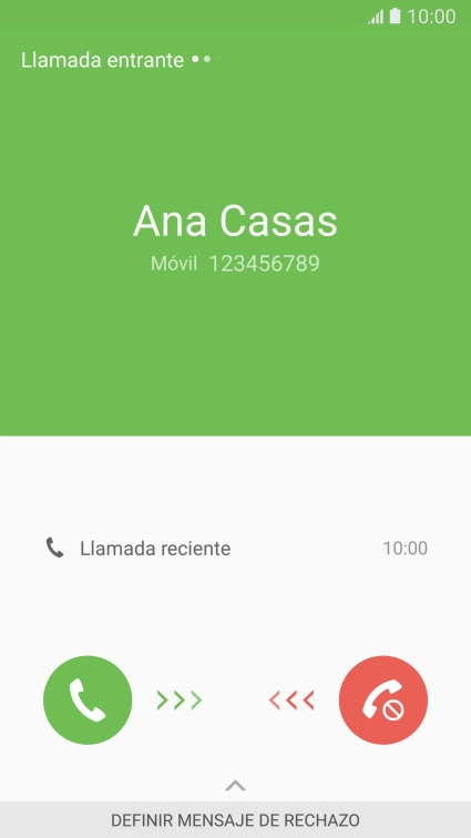 Pulsa el icono de responder llamadas y arrástralo hacia la derecha.