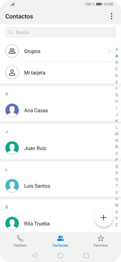 Pulsa el icono de nuevo contacto. Pulsa el icono de nuevo contacto.