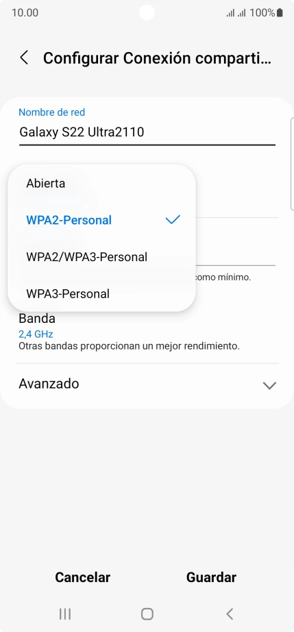 Pulsa WPA3-Personal para proteger la conexión wifi con una contraseña. Pulsa WPA3-Personal para proteger la conexión wifi con una contraseña.