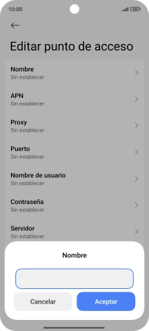 Introduce Vodafone Internet y pulsa Aceptar.