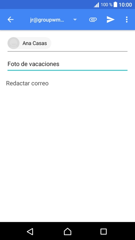 Pulsa en el campo de escritura y escribe el texto del correo electrónico. Pulsa en el campo de escritura y escribe el texto del correo electrónico.